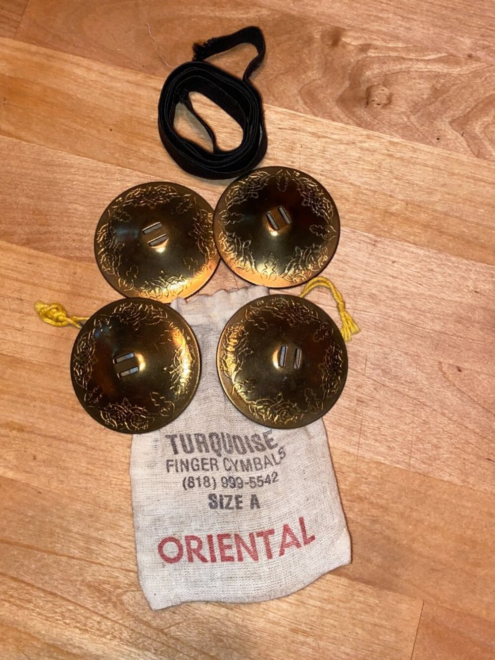 Turquoise Belly Dance Oriental Style Finger Cymbals, new in bag